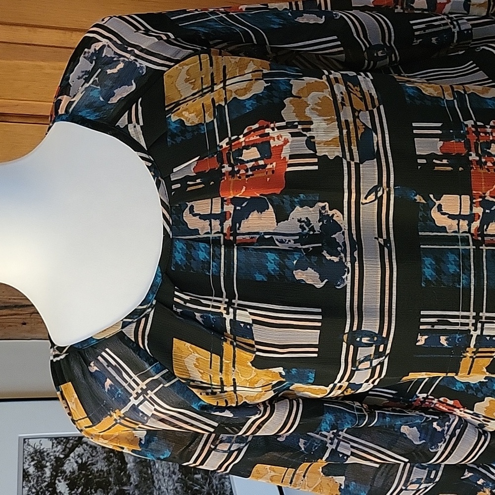 CHRISTOPHER & BANKS Retro Multicolor Windowpane Blouse - Picture 5 of 10